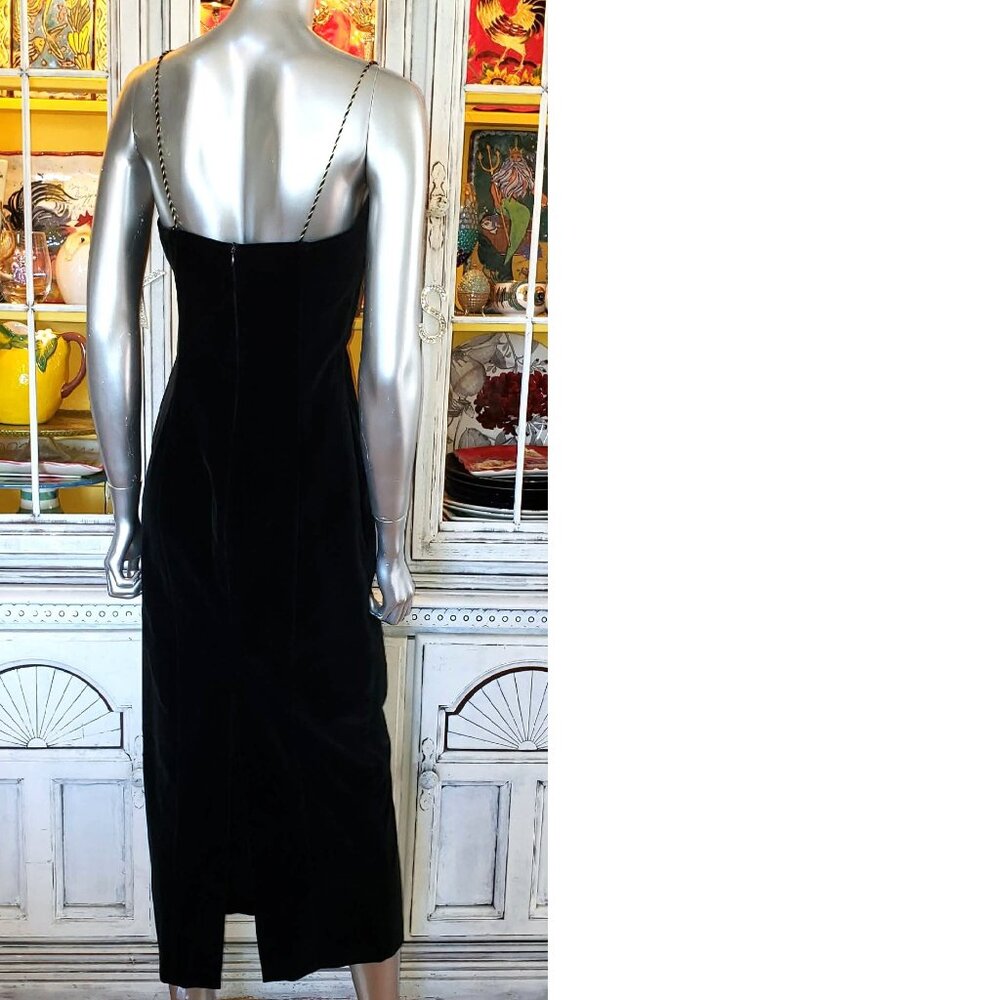 Vintage Betsey Johnson Dress LUXE 90s RUNWAY Black Velvet Midi Slip Size Large - Picture 9 of 15